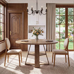 47.24-Inch Round Dining Table for 4-6, Modern Farmhouse Kitchen Table with X-Cross Pedestal Base and Storage Shelf for Dining Room