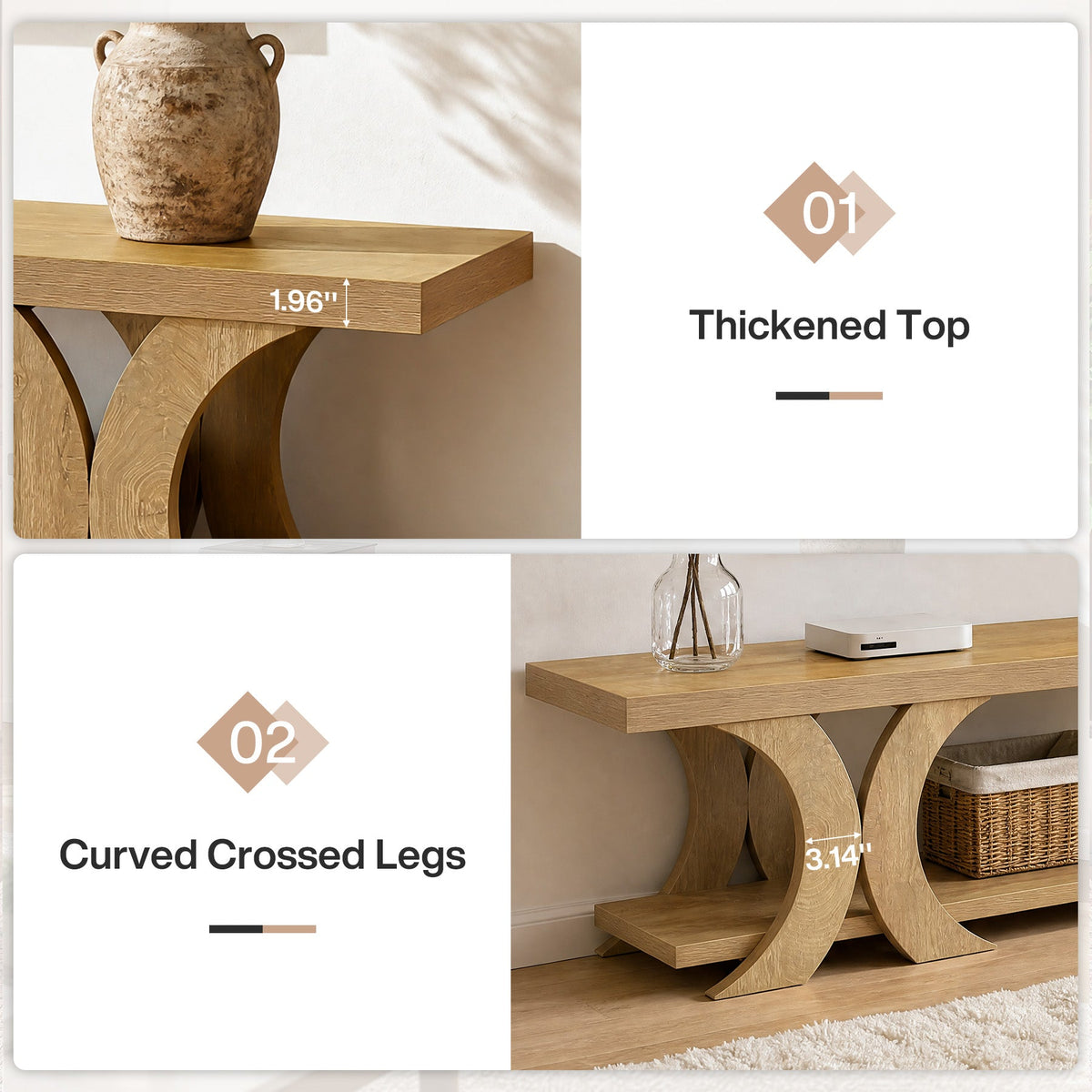 70.87-Inch Extra Long TV Stand with Open Shelf, Farmhouse Media Console for Living Room