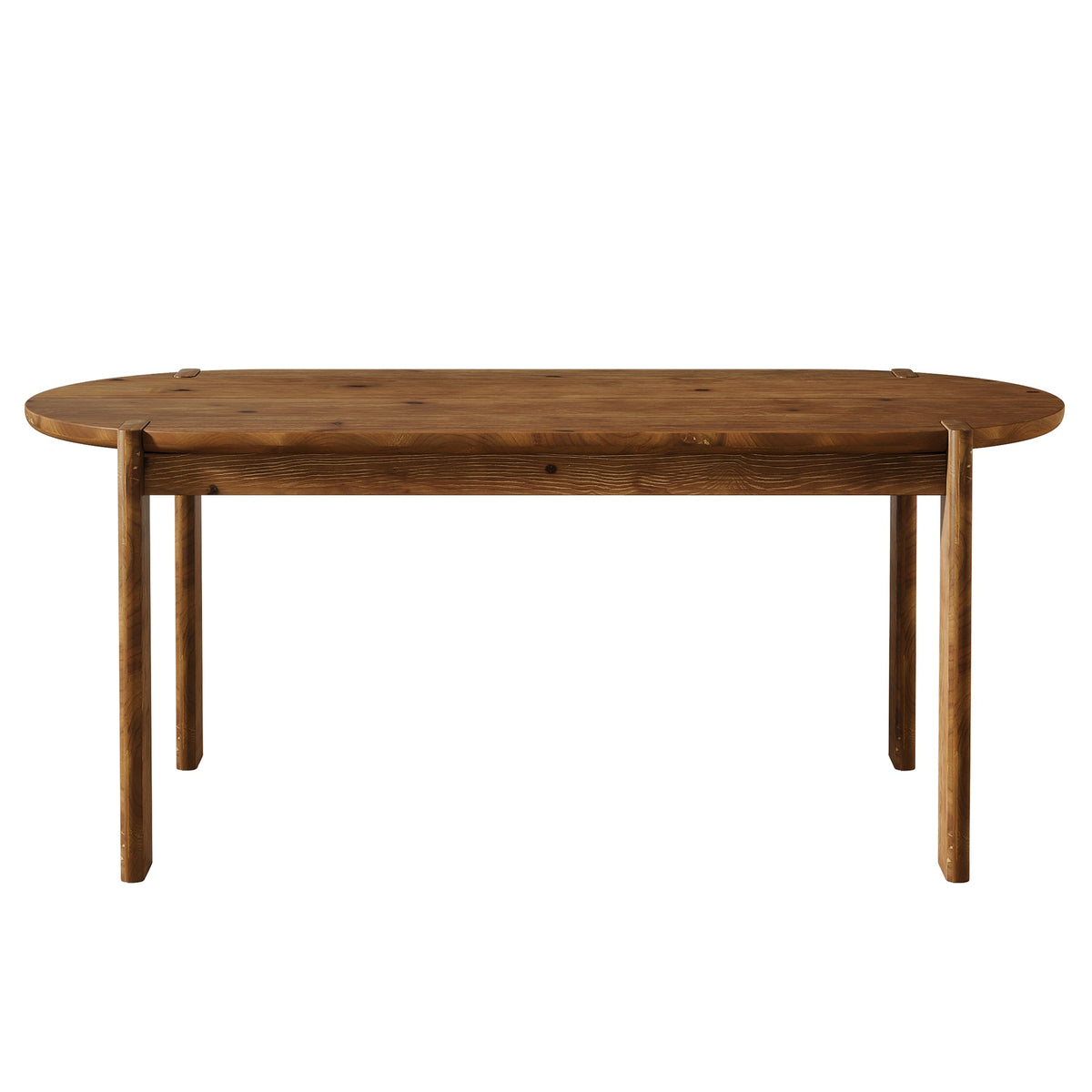 63-Inch Solid Wood Oval Dining Table, Farmhouse Dinner Table with Sturdy Base for 4-6