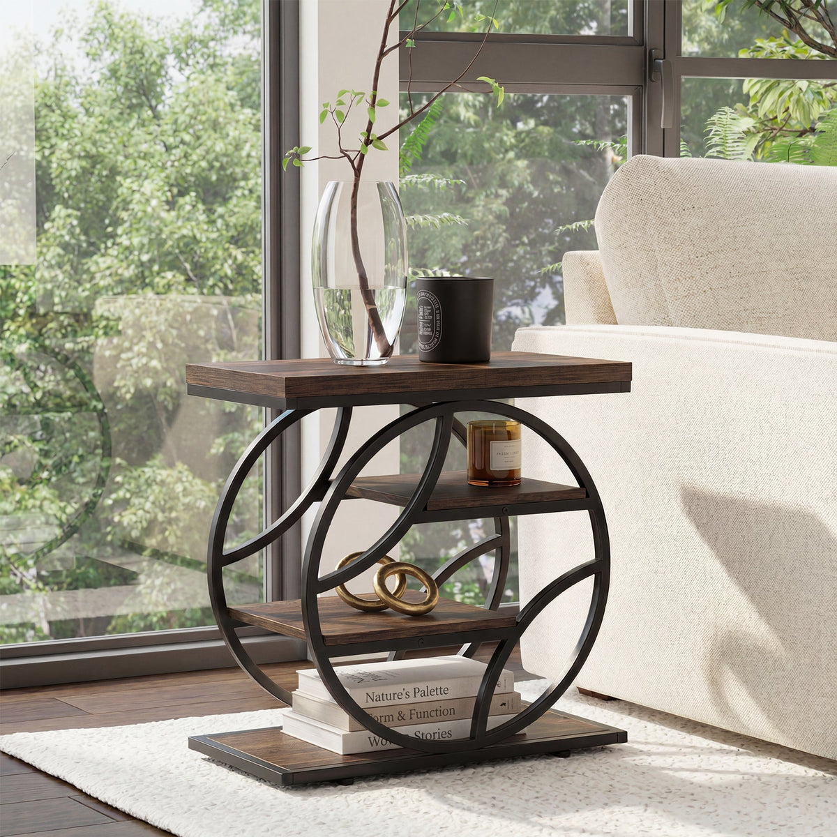 25.59" Side Table, 4-Tier Narrow End Table for Living Room Bedroom
