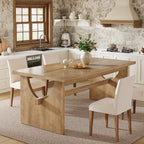 63-Inch Farmhouse Dining Table for 4 to 6 People with Heavy Duty Double Base