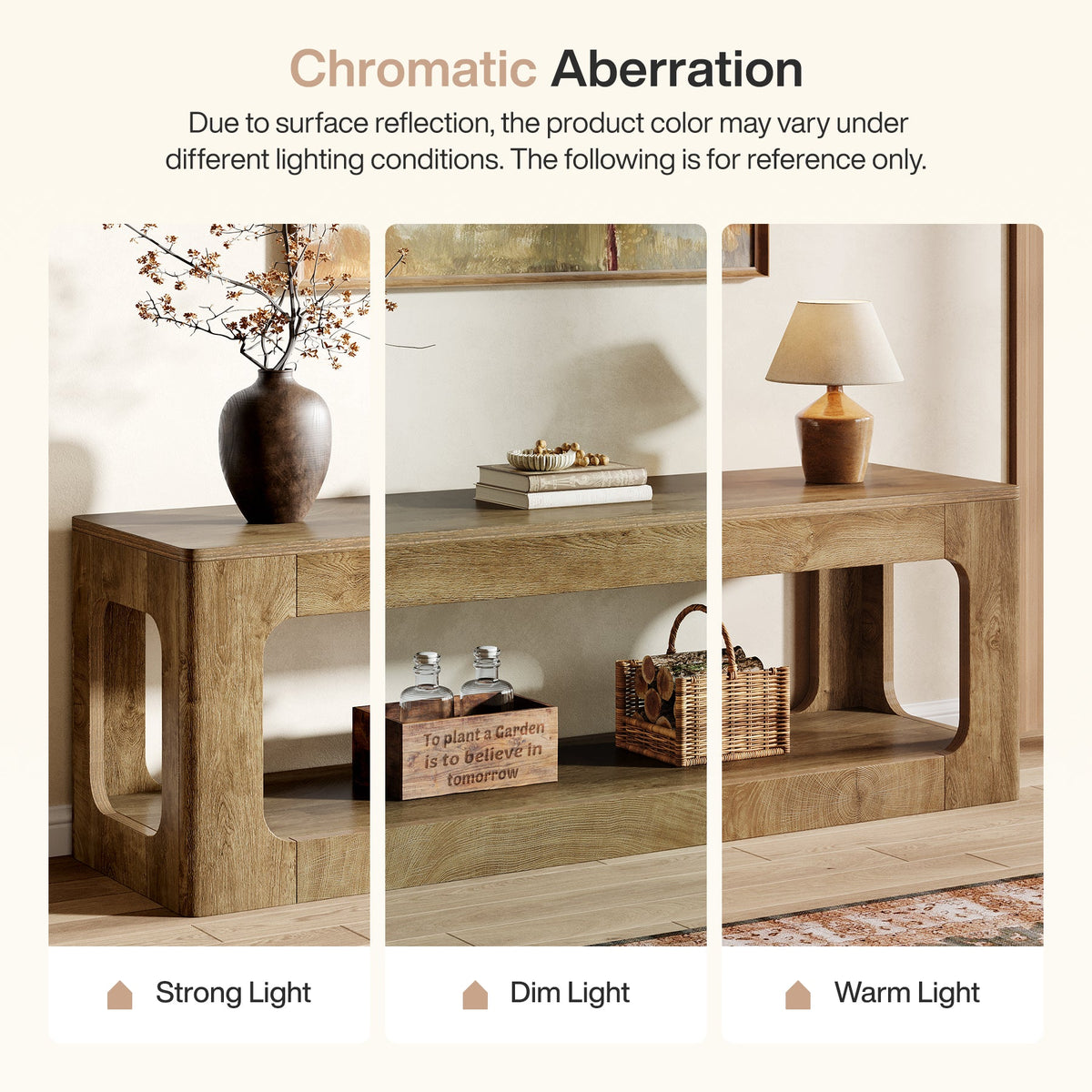 63-Inch Farmhouse Console Table with Circle Design, 2-Tier Entryway Table for Hallway