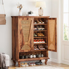 Rattan Shoe Cabinet, 5-Tier Hidden Shoe Storage for Entryway