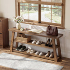 62.99 Inch Solid Wood Console Table with 3-Tier Shelves, Farmhouse Hallway Table