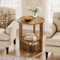 19.68-Inch Round End Table with Storage, 2-Tier Tall Side Table for Living Room and Bedroom