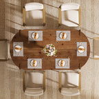 63-Inch Solid Wood Oval Dining Table, Farmhouse Dinner Table with Sturdy Base for 4-6