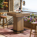 31.5-Inch Square Bar Table with Metal Footrest, Industrial Pub Table for Small Kitchens