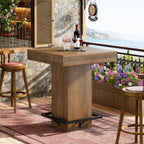 31.5-Inch Square Bar Table with Metal Footrest, Industrial Pub Table for Small Kitchens