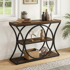 43.34" Industrial Console Table with 3-Tier Storage, Sofa Table for Living Room Hallway Behind Couch