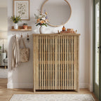 43.31 Inch 6-Tier Shoe Cabinet with Louvered Doors, Farmhouse Shoe Storage Cabinet for Entryway and Hallway