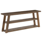 62.99 Inch Solid Wood Console Table with 3-Tier Shelves, Farmhouse Hallway Table