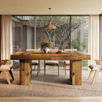 63 Inch Farmhouse Dining Table for 6, Rectangular Wooden Kitchen Table with Heavy Duty Legs for Dining Room