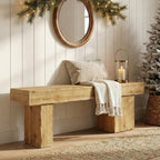 47-Inch Solid Wood Entryway Bench, Thick Seat Bench for Hallway