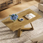 47" Rectangle Coffee Table, Farmhouse Wooden Accent Table for Small Spaces