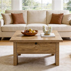 31.5" Square Coffee Table with Storage for Small Spaces, Modern Brown Living Room Center Table