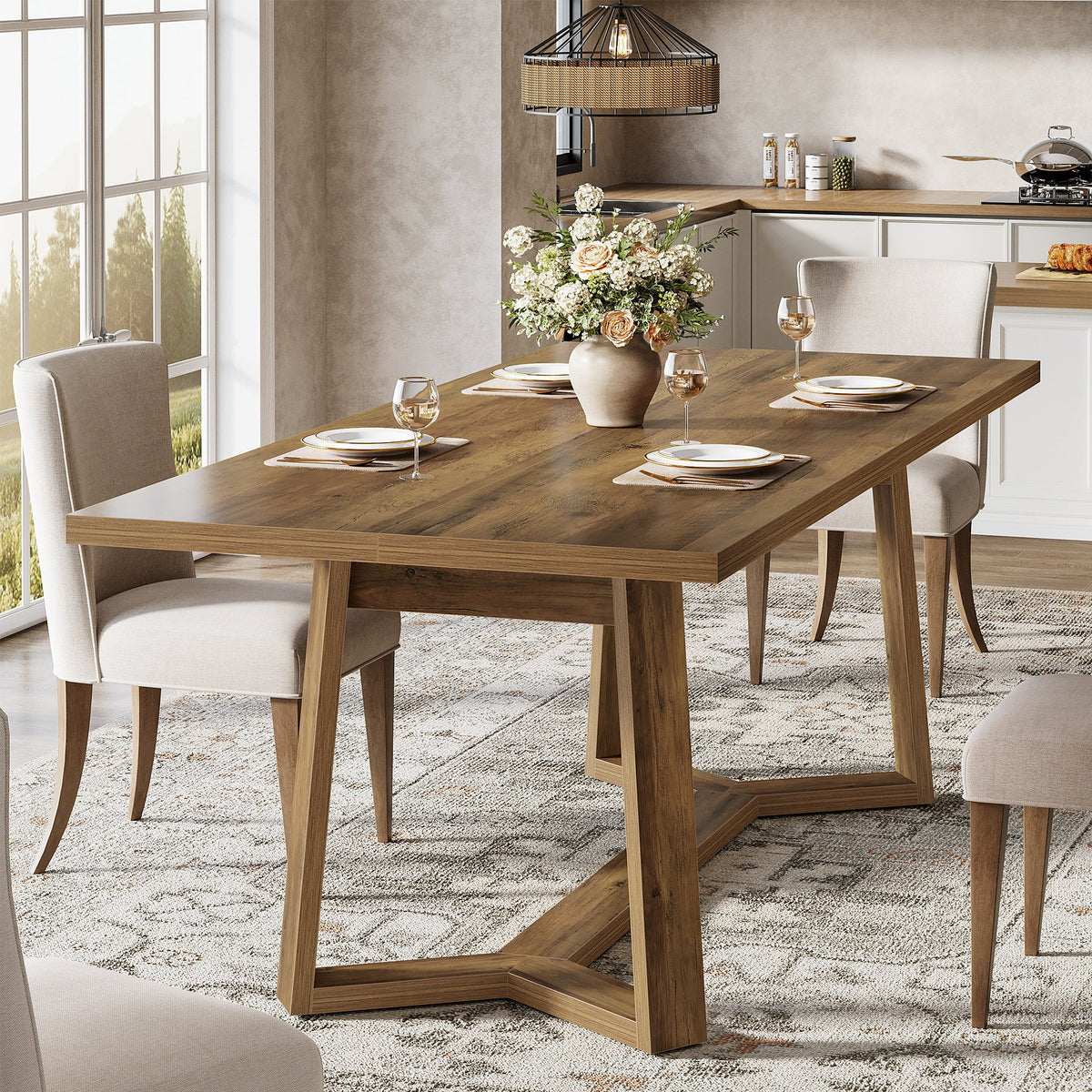47-Inch Wood Dining Table with 250 lb Capacity, Farmhouse Rectangle Table for Kitchen