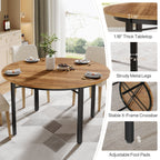 46" Round Dining Table, Farmhouse Kitchen Table Dinner Table for 4-6 People