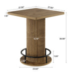 39-Inch Square Bar Table, Wooden Bistro Table with Footrest for Kitchen and Cafe