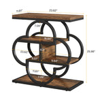 4-Tier Narrow Side Table with Curved Metal Frame and Storage Shelves