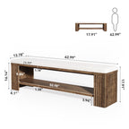 63 Inch Solid Wood Bench with Removable Faux Lambswool Cushion, Farmhouse End of Bed Seat