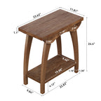 23.62-Inch Solid Wood End Table with Lower Shelf, Farmhouse Side Table for Living Room