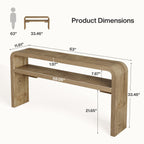 63 Inch Long Console Table with 2-Tier Storage, Narrow Sofa Table for Living Room