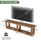70-Inch Solid Wood TV Stand with 2-Tier Storage, Farmhouse Media Console for Living Room