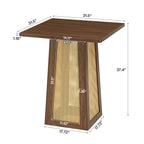 31.5-Inch Square Bar Table, Counter Height Pub Table with Rattan Pedestal Base for Home Bar Kitchen and Small Spaces