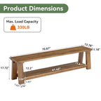 70.9-Inch Solid Wood Dining Bench with Storage Shelf, Farmhouse Bench for Dining Room