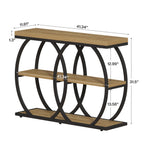 41.3" Industrial Console Table with 3-Tier Storage, Entryway Table for Living Room Hallway Foyer