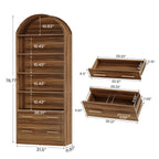76.8-Inch Arched Bookcase with File Cabinet Drawer, 5-Tier Storage for Home Office