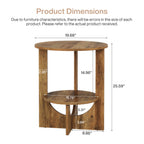 19.68-Inch Round End Table with Storage, 2-Tier Tall Side Table for Living Room and Bedroom