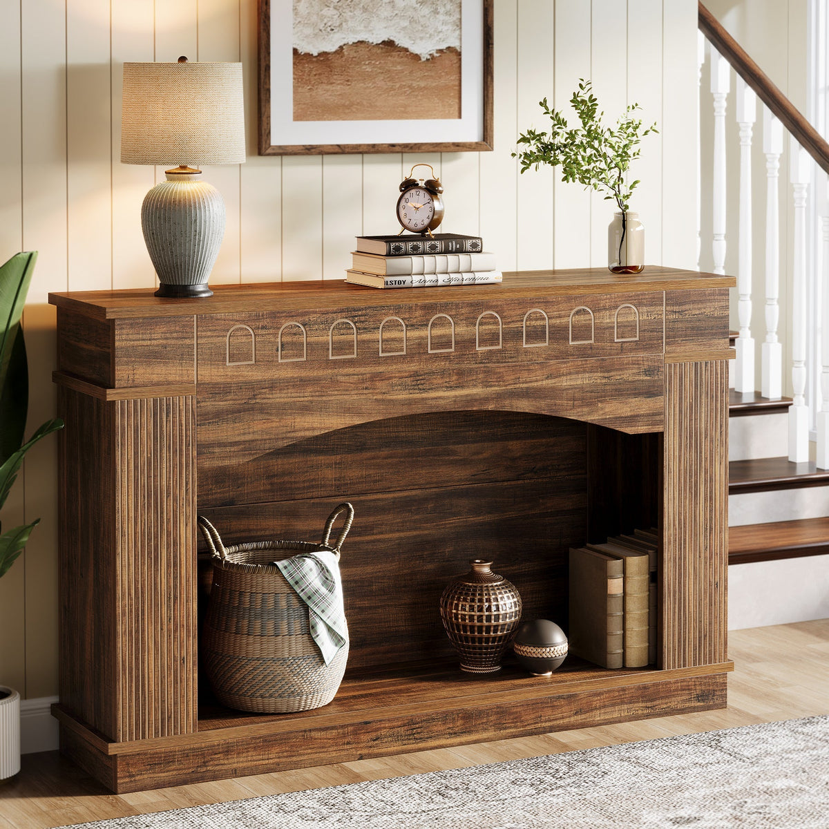 47" Farmhouse Console Table, 2-Tier Sofa Table Entryway Table