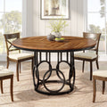 47" Wood Dining Table, Round Kitchen Table for 4 - 6 People #Colour_Brown