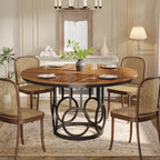 47" Wood Dining Table, Round Kitchen Table for 4 - 6 People #Colour_Brown