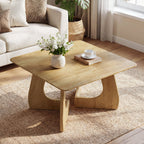 31.5 Inch Square Coffee Table with Interlocking Legs, Mid-Century Table for Living Room