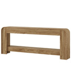 78.74 Inch Farmhouse Console Table with Open Storage Shelf and Curved Edges, Slim Entryway Sofa Table for Hallway