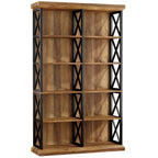 75-Inch Tall Double Wide Bookcase, 6-Tier Industrial Bookshelf with X-Pattern Frame