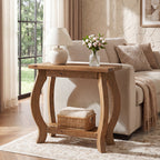 23.6 Inch Narrow Side Table with Curved Legs, Solid Wood End Table for Small Spaces
