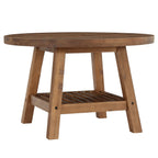 31.5 Inch Solid Wood Round Coffee Table with 2-Tier Storage, Living Room Center Table