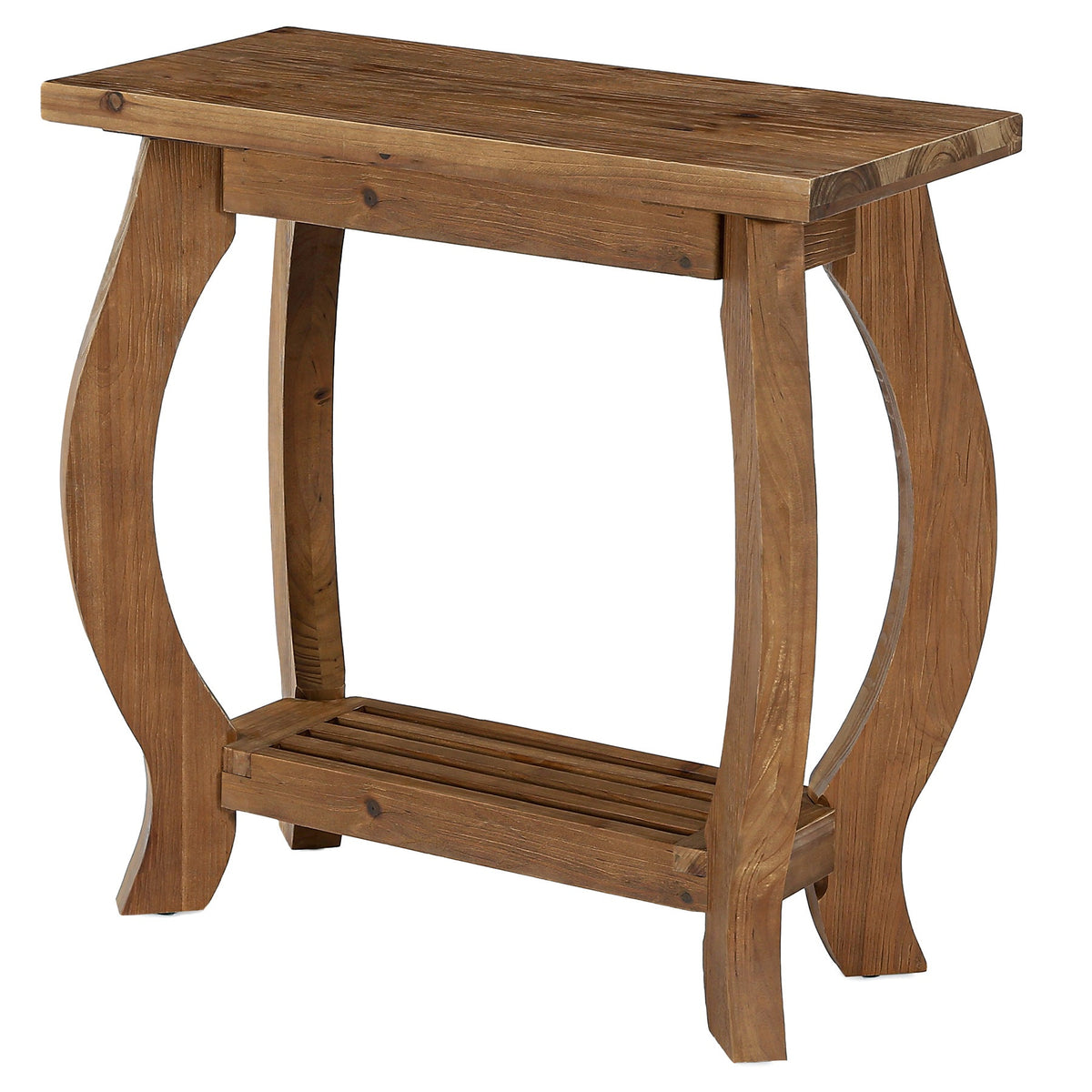 23.6 Inch Narrow Side Table with Curved Legs, Solid Wood End Table for Small Spaces