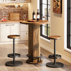 23.62-Inch Round Bar Table Set, Industrial Bistro Table with 2 Bar Stools and Metal Footrest for Kitchen Apartment