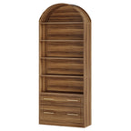 76.8-Inch Arched Bookcase with File Cabinet Drawer, 5-Tier Storage for Home Office