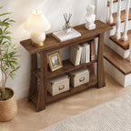 41.3 Inch Solid Wood Console Table with 3-Tier Storage, Farmhouse Hallway Table