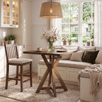 31.5-Inch Solid Wood Dining Table with X-Frame, Farmhouse Kitchen Table for 2-4