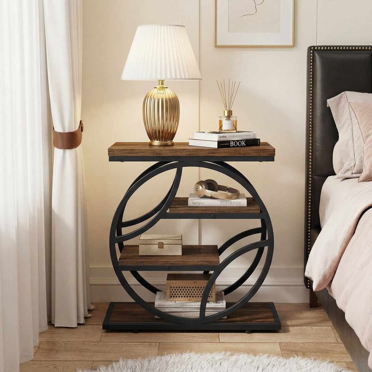 25.59" Side Table, 4-Tier Narrow End Table for Living Room Bedroom