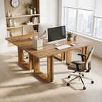 63-Inch Solid Wood Office Desk, Farmhouse Computer Desk for Home Office and Study