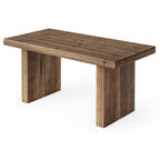 63-Inch Solid Wood Executive Desk with Spacious Tabletop and Sturdy Wooden Legs, Farmhouse Computer Desk for Home Office Study and Workstation