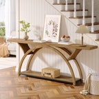 70.87-Inch Rustic Console Table with Storage Shelf, Narrow Sofa Table for Entryway and Hallway