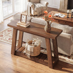 41.3-Inch 2-Tier Wood Console Table, Narrow Entryway Storage Sofa Table with Open Shelves for Living Room and Hallway